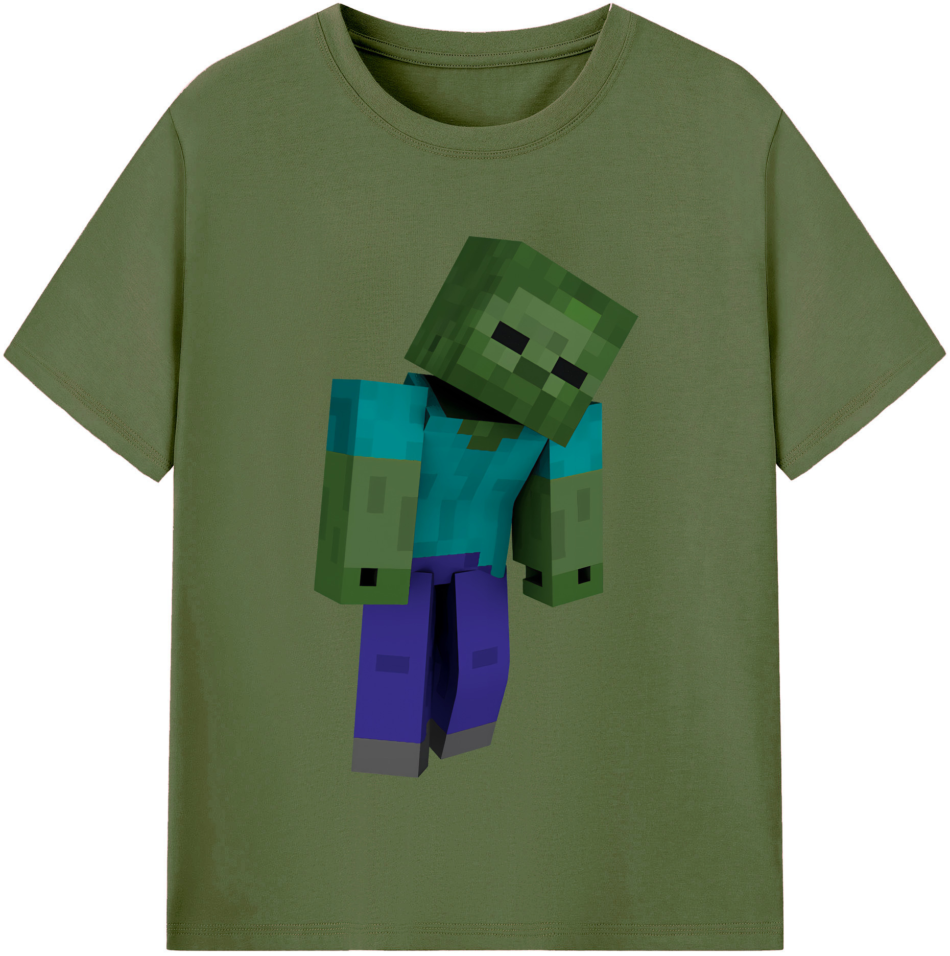 （画像用） マインクラフト ブロックの世界 Minecraft MC Block world 綿100％半袖Tシャツ（フロントプリント）